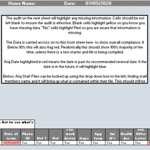 Staff File Data Matrix, Audit Tool and % Compliance Overview £25.99